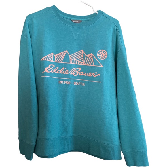 Eddie Bauer Sweaters - Eddie Bauer pink and teal crewneck sweater size XL